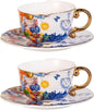 KAMMAK Tea Cups and Saucers Set of 2, Fine Bone China Coffee Cups, 584N | by KAMMAK