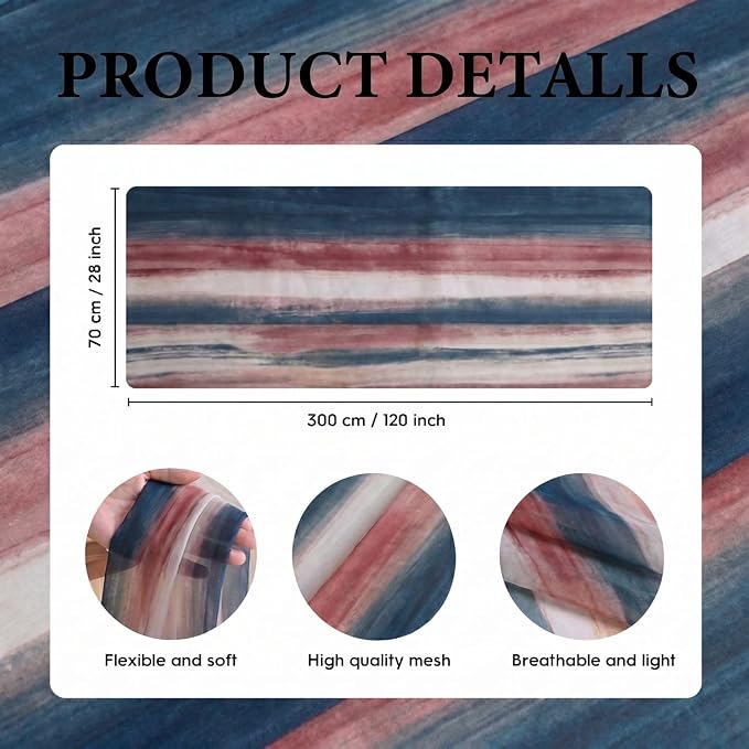 Artoid Mode Boho Blue Red Stripes 4th of July Chiffon Table Runner 120 Inches - Image 7