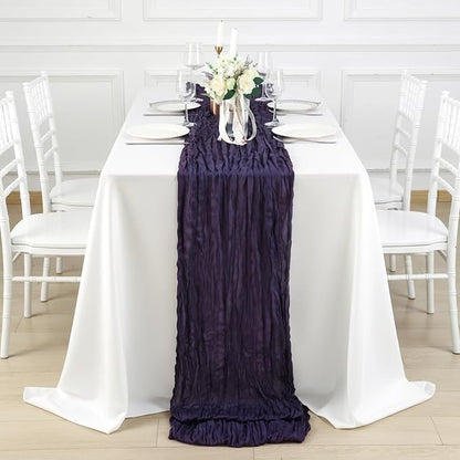 1 Pack Dark Purple Cheesecloth Table Runner 120 Inch Boho Wedding Decor | - Image 4