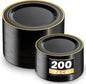 WDF 200PCS Black and Gold Plastic Plates - Black Plates Disposable for Party - Heavy Duty Plastic Plate for New Year