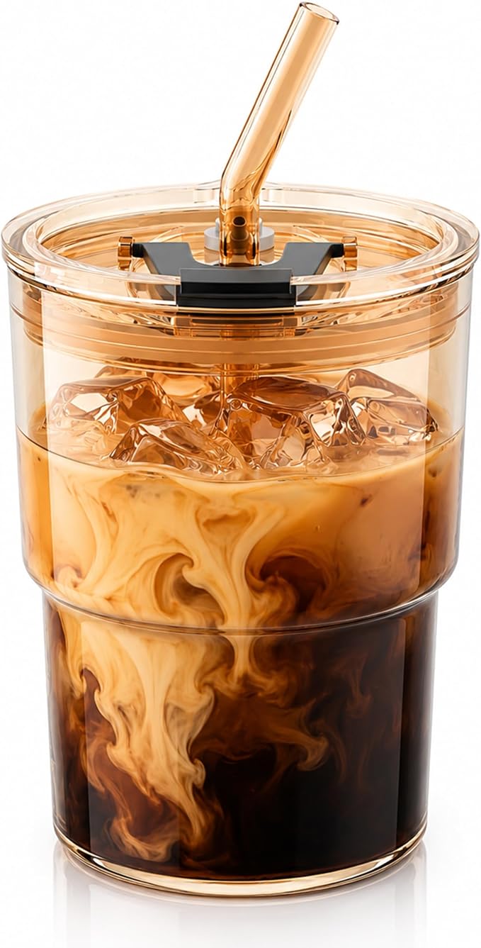 13oz Iced Coffee Cup, Glass Tumbler by CeleVista