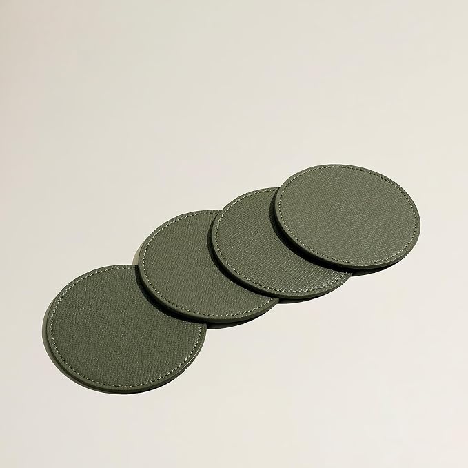 OLETHA Aesthetic Round Drink Coasters, dining tables & office desks; wipe clean by OLETHAD%C3%A9cor