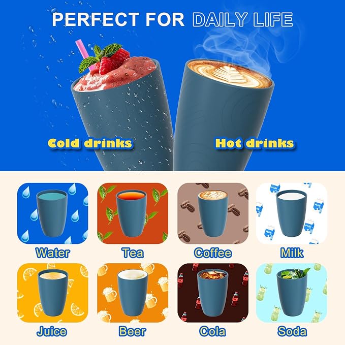 Wheat Straw Drinking Cups Set of 6, 16 OZ Unbreakable & Lightweight Plastic - Image 5