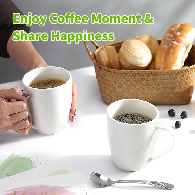 Mfacoy White Coffee Mugs Set of 4, 16 Ounce Mug - Image 3