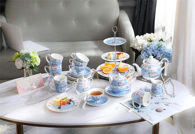 London Boutique Cups Mugs Set 4 Fine China Shabby Chic Vintage Retro Design in - Image 2