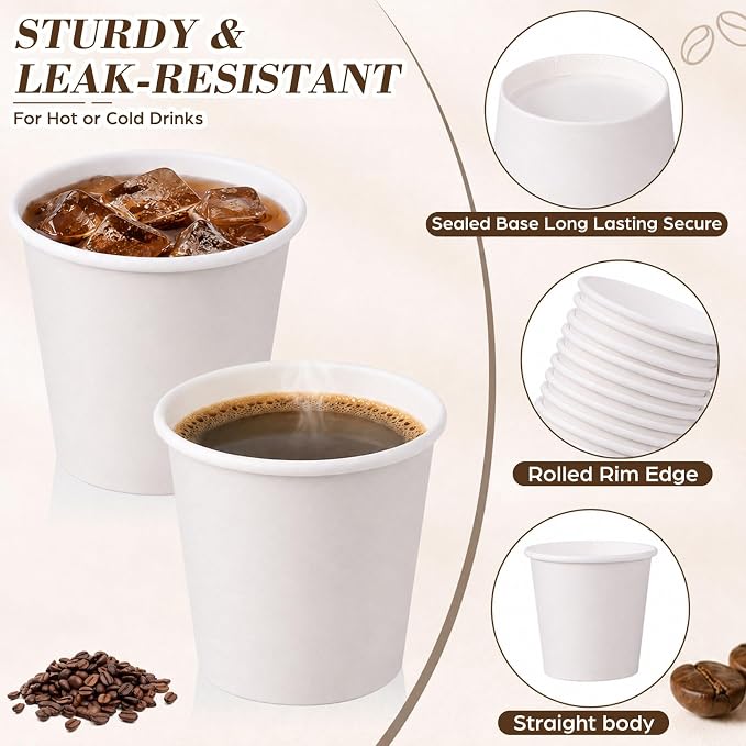 100 Pcs Mini Coffee Cups Brown Culture Cup 2oz Disposable Bathroom Cups Paper - Image 2