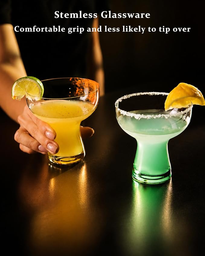 Colored Margarita Glasses Set of 6, 100% Lead-free Crystal | Hand-Blown - Image 4
