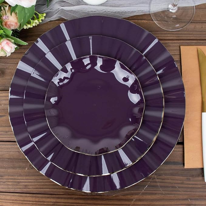 Efavormart 10 Pack | Purple 6" Round Plastic Dessert Salad Plates, Disposable - Image 6