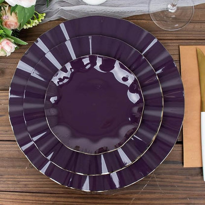 Efavormart 10 Pack | Purple 6" Round Plastic Dessert Salad Plates, Disposable - Image 6