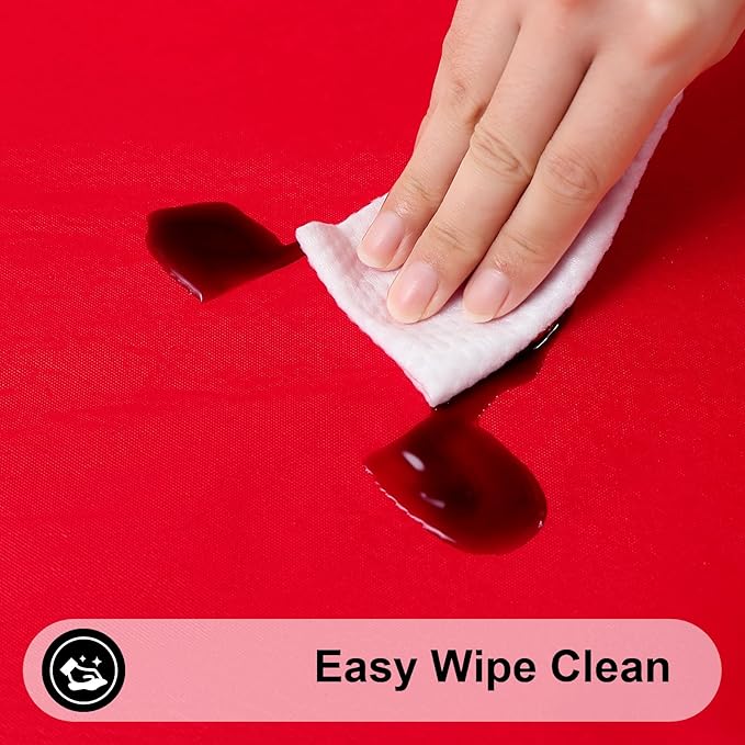 Smiry Rectangle Tablecloth, Elastic Fitted Flannel Backed Vinyl Tablecloths for 8ft Folding Tables, Waterproof Wipeable Table Covers for Indoor, Outdoor, Picnic and Camping (Red, 36"x96")