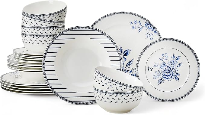 24-Piece Bone China Dinnerware Set in Gift Box, Service by STP-Goods