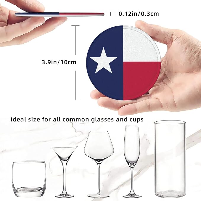 6 Pack Texas Flag Leather Coaster - Image 4