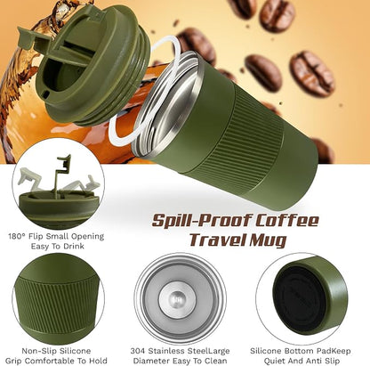 Vacuum Insulated Stainless Steel Travel Coffee Mug, Leak Proof Cup - Image 3