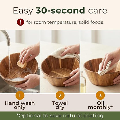 Acacia Wood Salad Bowl - Image 3