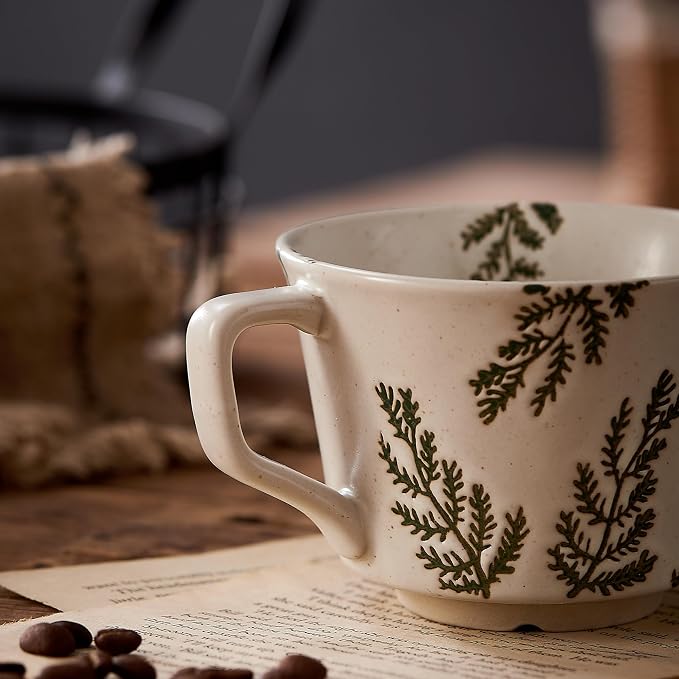 12oz Vintage Ceramic Coffee Mug Set of 2 - Image 5
