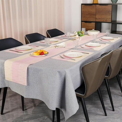 Table Runner 88 Inches Long, Vinyl Woven Farmhouse Table Runners | Washable - Image 6