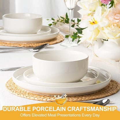 EWFEN Plates and Bowls Sets, 12 Pieces Ceramic Dinnerware Set - Image 3