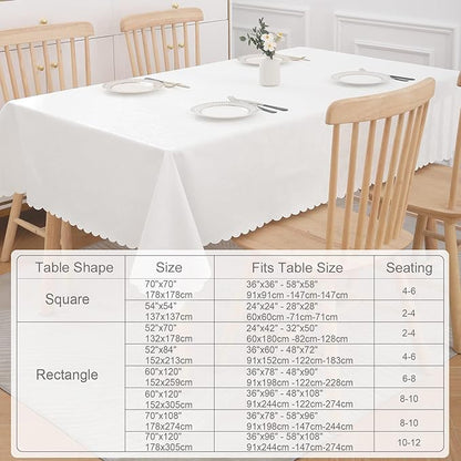 Smiry Rectangle Table Cloth, Waterproof Heavy Duty Vinyl Tablecloths, Wipeable Washable Table Cover for Kitchen and Dining Room (White, 54" X 108")