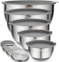 Wildone Mixing Bowls with Airtight Lids Set, with Grater Attachments & Non-Slip by Wildone