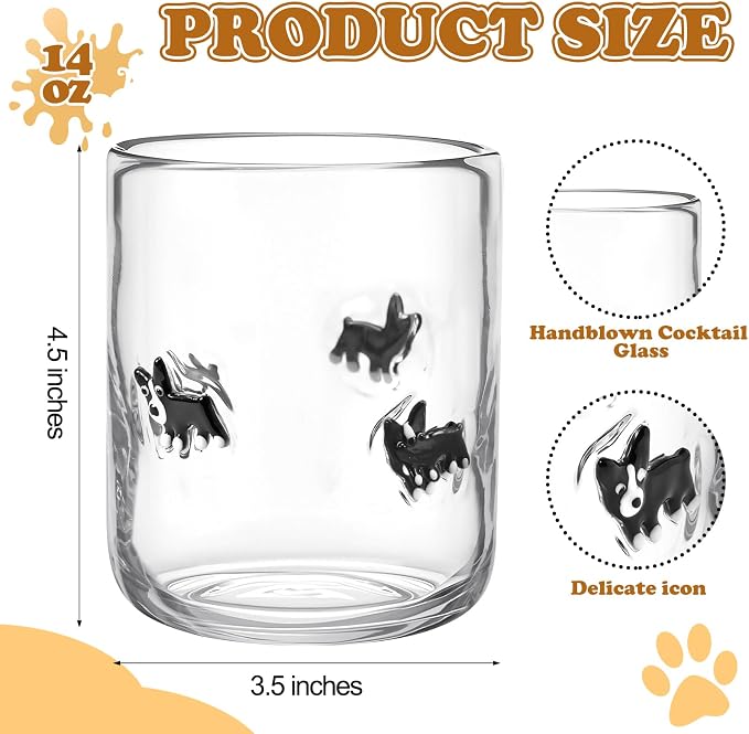 Skylety 2 Pack Puppy Icon Juice Glasses, Coquette Aesthetic Glass Cups - Image 2