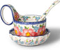 silesia Handmade Loop Handle Soup Bowl, Plate and Spoon Set Ceramic Hand by silesia