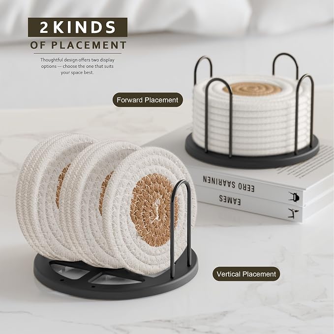 Lazebox Coasters Set of 8 for Drinks, 4 Inch Large Coasters for Coffee Table - Image 5