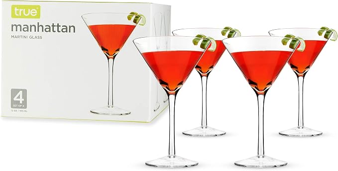 True Manhattan Martini Glass, Crystal Cocktail Coupes, Cocktail glass set by True