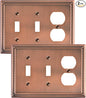 2-Pack Combo Duplex/Double Toggle Light Switch Cover Plate, Antique Copper Pearls Decorative Switch Plates and Outlet Covers, Metal Wall Plates for Electrical Outlets