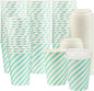 Disposable Coffee Cups with Lids, To Go Paper Hot Cups, Water Blue by SMYGOODS
