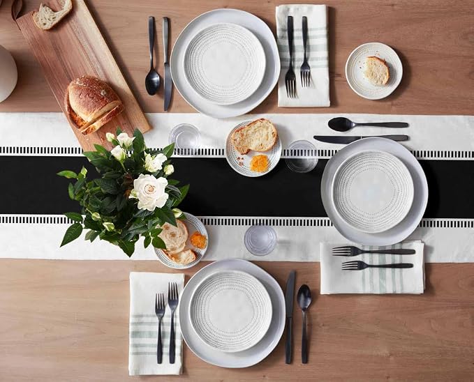 Black and White Table Runners 16x72 inches Long, Non Slip Stripes Table Runner - Image 3