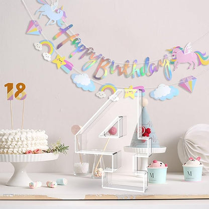 11" Acrylic Number Charcuterie Tray, Fillable Number Charcuterie Box for Food, Reusable Serving Cake Candy Dish Display Tray for Birthday Anniversary Party Decoration (Square Number 4)