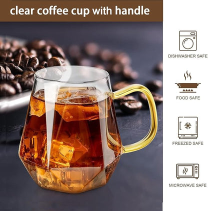 AEFPOYMXU 10 oz Clear Glass Espresso Cups Set of 2 Coffee Cups - Image 2