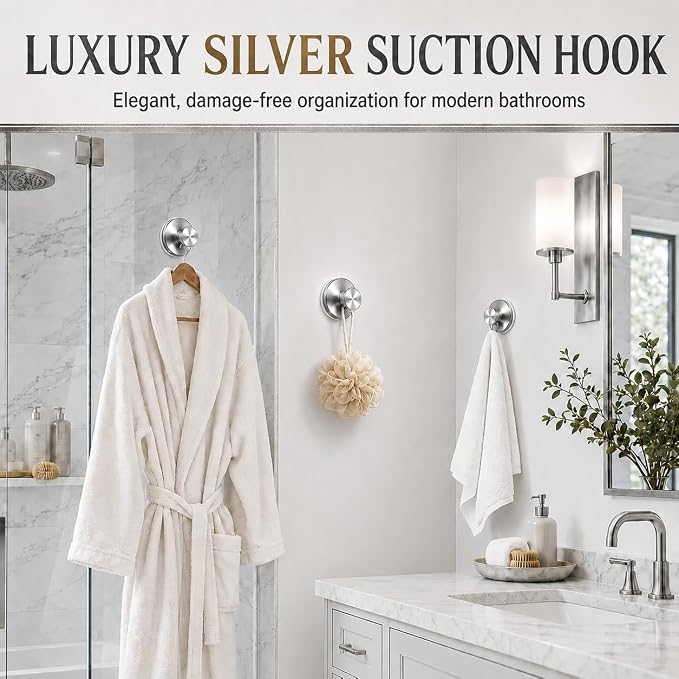 Suction Cup Hooks for Shower, Shower Hooks for Inside Shower, No Drill Bathroom - Image 4