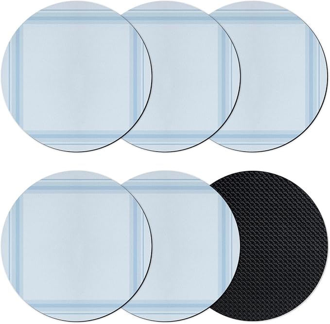 Light Blue Grid Coasters Set of 6 Absorbent Coasters by Unknown