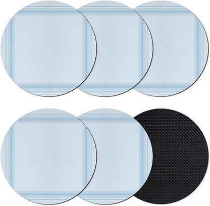Light Blue Grid Coasters Set of 6 Absorbent Coasters by Unknown