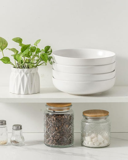 Pasta Bowls Set of 4, Stoneware 34 oz Salad Bowls, Ceramic Bowl Plates - Image 5