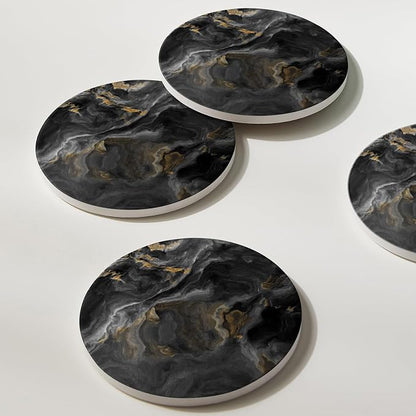 Set of 6 Abstract Black Marble Coasters - Image 5