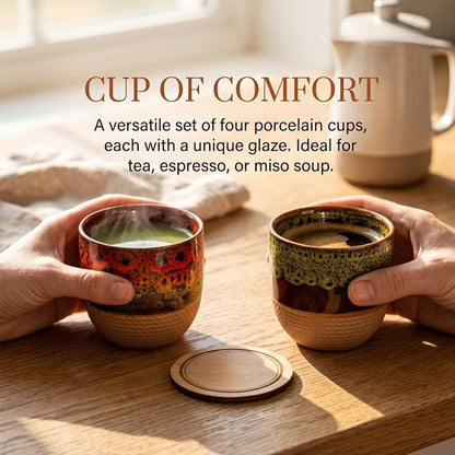 Japanese teacups set of four, suitable - Image 5