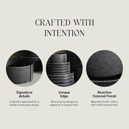 Stone Lain Bao Dinnerware, Charcoal | Charcoal Textured Finish - Image 8