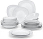MALACASA Dinnerware Sets, 24 Piece Porcelain Square Dishes, Ceramic Dish Set by MALACASA