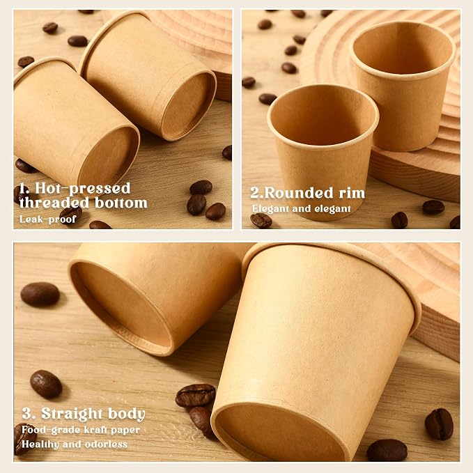 300 Pack 4oz Mini Coffee Cups Disposable Paper Cups Hot or Cold Beverage Cup - Image 3