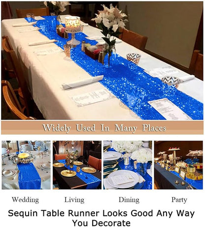 ShinyBeauty 12x72-Inch Royal Blue Rectangle-Sequin Table Runner - Image 6
