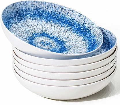 Yeacccng Pasta Bowls Set of 6, 8.7 Inch 39 Oz Colorful Reactive Glaze Ceramic by Yeacccng