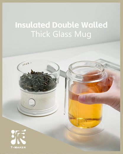ZENS Glass Tea Infuser Pot, Modern One Touch Tea Maker - Image 7