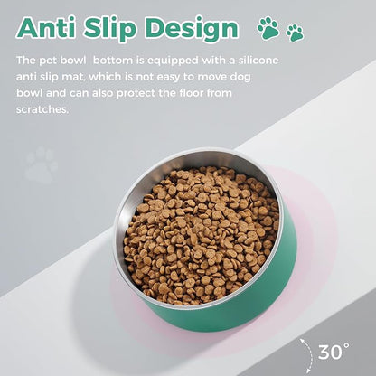 WENBOKMIN Dog Bowl, Stainless Steel Food and Water Bowl, Deep Green | Non Slip - Image 6