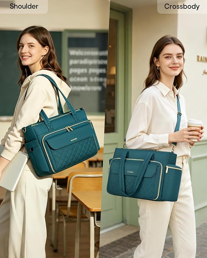 RAINSMORE Teacher Bag for Women, 15.6" Laptop Work Tote, 40oz Cup Holder | - Image 2