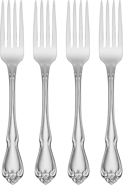 Oneida Silverware Set, Oneida True Rose Everyday Flatware Dinner Forks Set by Oneida