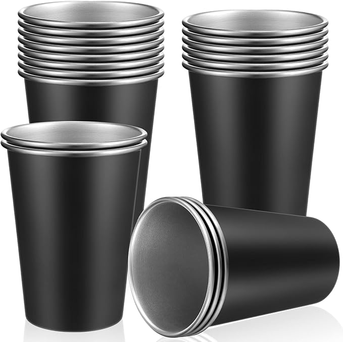 Mimorou 20 Pack 12 oz Stainless Steel Pint Cups Metal Cups Unbreakable Drinking by Mimorou