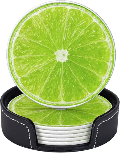 6 Pack Tropical Lime Slice Coaster by GTEVUTS
