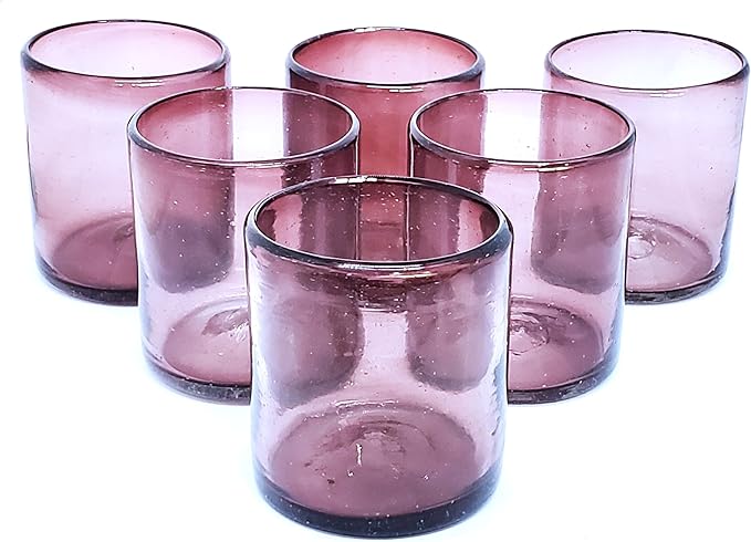 Solid Amethyst 9 oz Short Tumblers, Recycled Glass, Toxin-Free by MexHandcraft